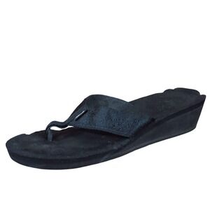 Teva Mush Mandalyn Wedge Ola 2 Women Sandal Size 10 Casual Comfort Black Fabric
